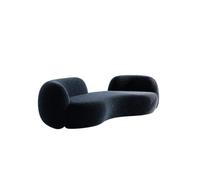 KIBONCY Modern Curved Boucle Sofa, Irregular Wavy Upholstered Couch, Minimalist Deep-Seat Living-Room Furniture, in Beige and Black for Home(A,210cm)