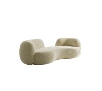 KIBONCY Modern Curved Boucle Sofa, Irregular Wavy Upholstered Couch, Minimalist Deep-Seat Living-Room Furniture, in Beige and Black for Home(B,270cm)