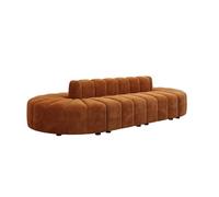 KIBONCY Modern Curved Pumpkin Channel Tufted Sofa, Multi-Size Velvet Upholstered Sectional with Solid Wood Frame, Accent Furniture for Living Room(D)