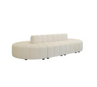 KIBONCY Modern Curved Pumpkin Channel Tufted Sofa, Multi-Size Velvet Upholstered Sectional with Solid Wood Frame, Accent Furniture for Living Room(F)