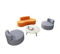 KIBONCY Modern Curved Round Modular Sofa, Multi-Shape Seating Set Stain Resistant Fabric Seats for Kindergarten & Playroom(D)
