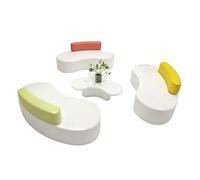 KIBONCY Modern Curved Round Modular Sofa, Multi-Shape Seating Set Stain Resistant Fabric Seats for Kindergarten & Playroom(F)