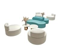 KIBONCY Modern Curved Round Modular Sofa, Multi-Shape Seating Set Stain Resistant Fabric Seats for Kindergarten & Playroom(H)