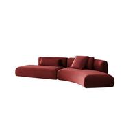 KIBONCY Modern Curved Velvet Sectional Sofa, Oversized L-Shaped Upholstered Couch with Throw Pillows for Living Room(C,2.8cm)