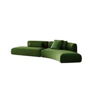 KIBONCY Modern Curved Velvet Sectional Sofa, Oversized L-Shaped Upholstered Couch with Throw Pillows for Living Room(B,2.8cm)