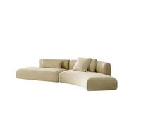 KIBONCY Modern Curved Velvet Sectional Sofa, Oversized L-Shaped Upholstered Couch with Throw Pillows for Living Room(A,3.2m)