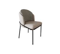KIBONCY Modern Dining Chair with Houndstooth Back, Stylish Faux Leather, Upholstered Kitchen with Metal Legs(A)