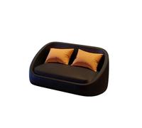 KIBONCY Modern Egg-Shaped Faux Leather Lounge Chair with Pillow, Loveseat Sofa with Two Throw Pillows, Upholstered 2-Seater Couch for Small Spaces(E)