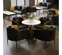 KIBONCY Modern Faux Leather Seating Set, Luxury Quilted Sofa, Collection Accent & Armchairs for Lounge(A,70cm)