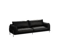 KIBONCY Modern Full-Grain Leather Sofa, Contemporary Upholstered Couch with Polished Metal Legs, Deep Seat 2-3 Seater for Living Room
