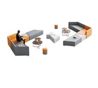 KIBONCY Modern Geometric Modular Sectional Sofa, Space Saving Set, Freely Assembled PU Leather Couch for Multi(E)