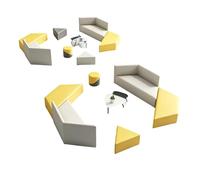KIBONCY Modern Geometric Modular Sectional Sofa, Space Saving Set, Freely Assembled PU Leather Couch for Multi(I)
