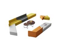 KIBONCY Modern Geometric Modular Sectional Sofa, Space Saving Set, Freely Assembled PU Leather Couch for Multi(C)