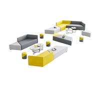KIBONCY Modern Geometric Modular Sectional Sofa, Space Saving Set, Freely Assembled PU Leather Couch for Multi(H)