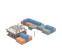 KIBONCY Modern Irregular Guest Sofa - Heavy-Duty Easy-Maintain Seating Unique Shaped Reception Compact Couch(2)