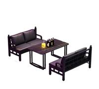 KIBONCY Modern KTV Booth Seating with Coffee Table, Industrial U-Shaped Sofa and Set Black Leather, Ideal for Lounges(B)