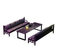 KIBONCY Modern KTV Booth Seating with Coffee Table, Industrial U-Shaped Sofa and Set Black Leather, Ideal for Lounges(D)