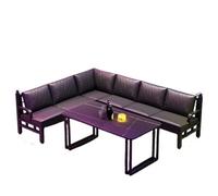 KIBONCY Modern KTV Booth Seating with Coffee Table, Industrial U-Shaped Sofa and Set Black Leather, Ideal for Lounges(F)