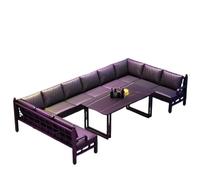 KIBONCY Modern KTV Booth Seating with Coffee Table, Industrial U-Shaped Sofa and Set Black Leather, Ideal for Lounges(G)