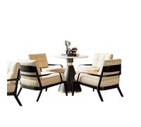 KIBONCY Modern Leather Accent Chair Set Arm Chairs Ergonomic Lounge with Extra Soft Pocket Spring Cushion for Long Reading(C,60cm -table)