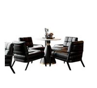 KIBONCY Modern Leather Accent Chair Set Arm Chairs Ergonomic Lounge with Extra Soft Pocket Spring Cushion for Long Reading(A,60cm -table)