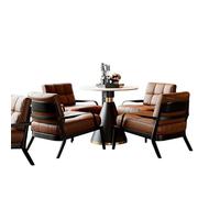 KIBONCY Modern Leather Accent Chair Set Arm Chairs Ergonomic Lounge with Extra Soft Pocket Spring Cushion for Long Reading(B,70cm -table)