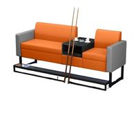 KIBONCY Modern Light Luxury Billiard Spectator Sofa, Couch with Metal Stand & Comfortable Backrest, Waterproof & Stain-Resistant PU Leather(D)