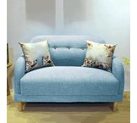 KIBONCY Modern Linen Fabric Mini Sofa Couch 2-Seater Love Seat with Backs and Natural Wood Legs Loveseat, Style for Living Room, Bedroom(5,1.2m)