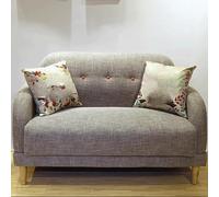 KIBONCY Modern Linen Fabric Mini Sofa Couch 2-Seater Love Seat with Backs and Natural Wood Legs Loveseat, Style for Living Room, Bedroom(1,1.28m)