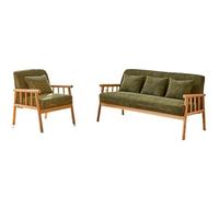 KIBONCY Modern Loveseat Bench Couch with Natural Rattan Arm, loveseat Upholstered Settee for Living Dining Room Bedroom(D)