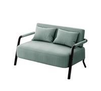KIBONCY Modern Metal Frame 2 Seater Loveseat, Multi-Color Linen Upholstered Small Sofa Couch for Living Room Bedroom Office Rest Area(F,65cm)