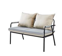 KIBONCY Modern Metal Frame Loveseat Bench, Two-Tone Waterproof Leather 2 Seater Sofa with Detachable Cushions, Easy Assemble Compact Couch for Balcony House(A,105x65x74cm)
