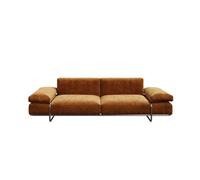 KIBONCY Modern Minimalist Chenille Sofa, 2-Seater Loveseat, Luxury Living Room, Camel Brown 3-Seater with Slim Metal Base(A)