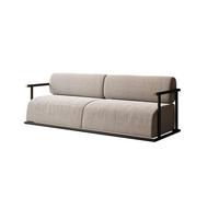 KIBONCY Modern Minimalist Fabric Sofa with Black Metal Frame, 3-Seater for Living Room, Upholstered Couch with Gold Accents, for Home Office & Apartment(C)