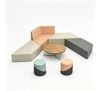 KIBONCY Modern Modular Lounge Sofa Set, Minimalist Waiting Room, PU Leather Triangle Seating Colorful Blocks for Classroom(H)