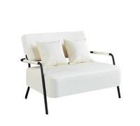 KIBONCY Modern Nordic Style 2 Seater Loveseat Sofa, Wear Resistant PU Leather Couch with Adjustable Backrest Cushions, Decor Furniture for Small Living Room(D,65x65x74cm)