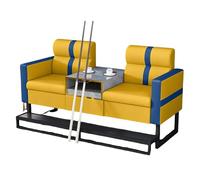 KIBONCY Modern Pool Hall Booth Sofa with Side Table, Integrated Storage & Cup Holder Design, High-Density Foam Upholstered Lounge Seating for Billiard Club(F)