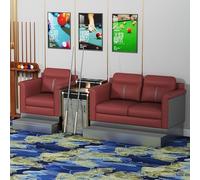 KIBONCY Modern Room Billiard Sofa Set, Thick Cushioned PU Leather Spectator Seating with Attached Side Cabinet Table, Custom Color Pool Hall Watching Chair for Home(E)