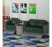 KIBONCY Modern Room Billiard Sofa Set, Thick Cushioned PU Leather Spectator Seating with Attached Side Cabinet Table, Custom Color Pool Hall Watching Chair for Home(D)