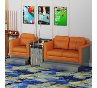 KIBONCY Modern Room Billiard Sofa Set, Thick Cushioned PU Leather Spectator Seating with Attached Side Cabinet Table, Custom Color Pool Hall Watching Chair for Home(A)