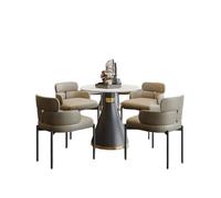 KIBONCY Modern Round Dining Table Set, Luxury Marble, Faux Leather Chairs for Kitchen Compact 5-Piece(D,60cm)