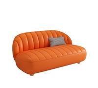 KIBONCY Modern Shell Ribbed Sofa, 2-3 Seater Stain-Resistant Leatherette Compact Design with Solid Wood Legs,for Living Room/Home Office/Apartment(G,145cm)