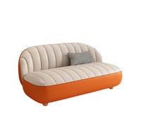 KIBONCY Modern Shell Ribbed Sofa, 2-3 Seater Stain-Resistant Leatherette Compact Design with Solid Wood Legs,for Living Room/Home Office/Apartment(B,200cm)