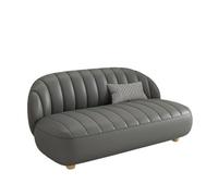 KIBONCY Modern Shell Ribbed Sofa, 2-3 Seater Stain-Resistant Leatherette Compact Design with Solid Wood Legs,for Living Room/Home Office/Apartment(F,200cm)