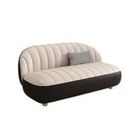 KIBONCY Modern Shell Ribbed Sofa, 2-3 Seater Stain-Resistant Leatherette Compact Design with Solid Wood Legs,for Living Room/Home Office/Apartment(A,70cm)