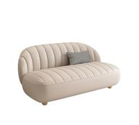 KIBONCY Modern Shell Ribbed Sofa, 2-3 Seater Stain-Resistant Leatherette Compact Design with Solid Wood Legs,for Living Room/Home Office/Apartment(H,200cm)