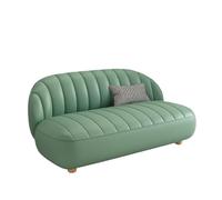 KIBONCY Modern Shell Ribbed Sofa, 2-3 Seater Stain-Resistant Leatherette Compact Design with Solid Wood Legs,for Living Room/Home Office/Apartment(E,175cm)