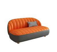 KIBONCY Modern Shell Ribbed Sofa, 2-3 Seater Stain-Resistant Leatherette Compact Design with Solid Wood Legs,for Living Room/Home Office/Apartment(C,200cm)