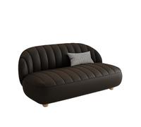 KIBONCY Modern Shell Ribbed Sofa, 2-3 Seater Stain-Resistant Leatherette Compact Design with Solid Wood Legs,for Living Room/Home Office/Apartment(D,70cm)