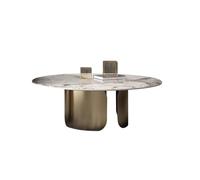 KIBONCY Modern Slate Round Coffee Table Set, Designer Nesting Tables for Small Apartment Living Room(B-70cm x 40cm)